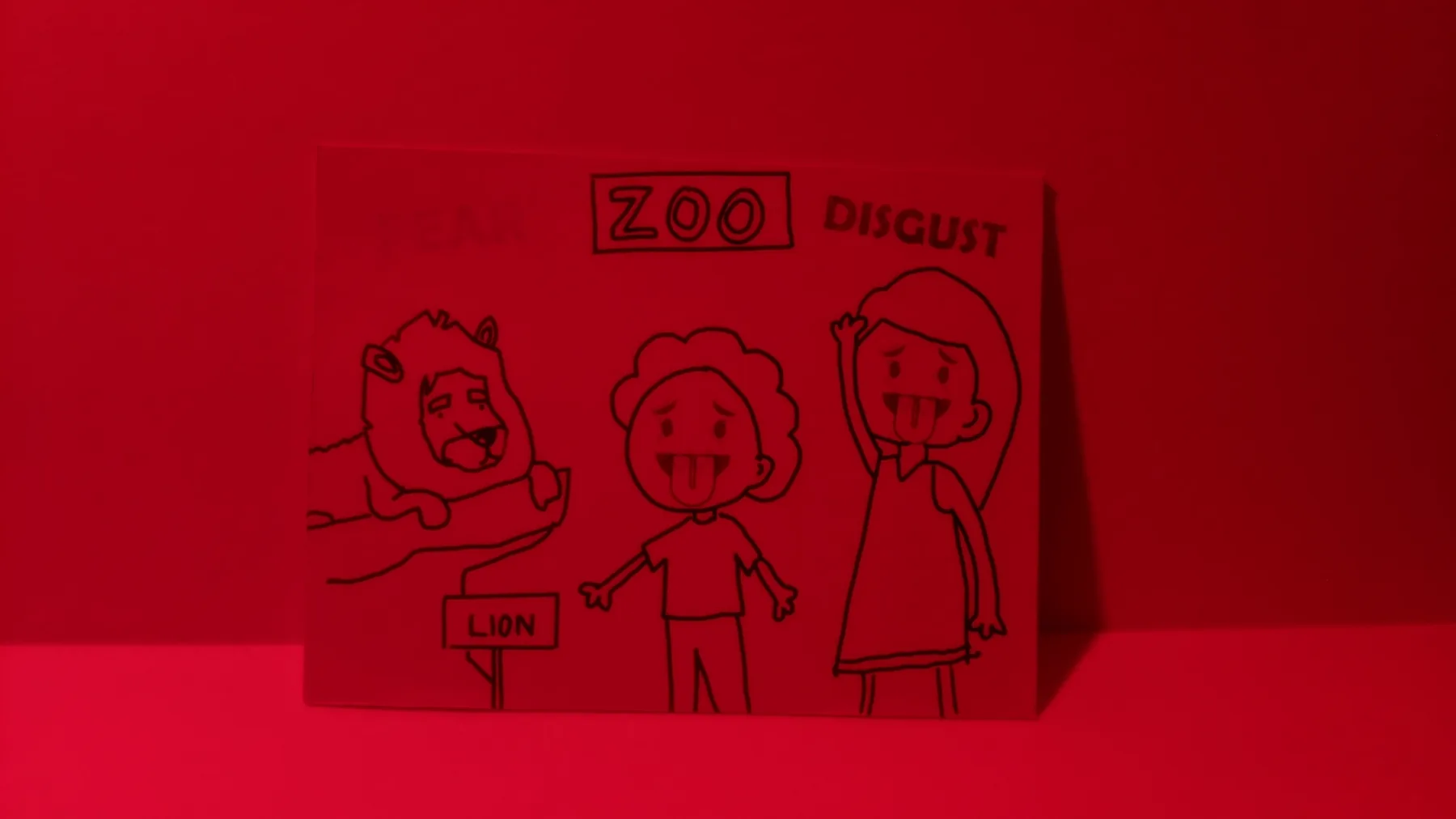 The same memory-card illustration revealed through a red filter