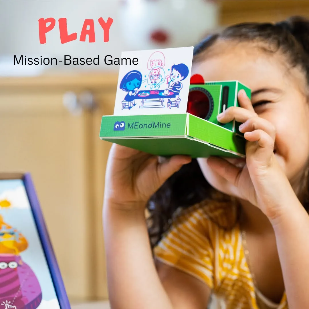 A child looking through the completed AHA! Brain Memory Camera