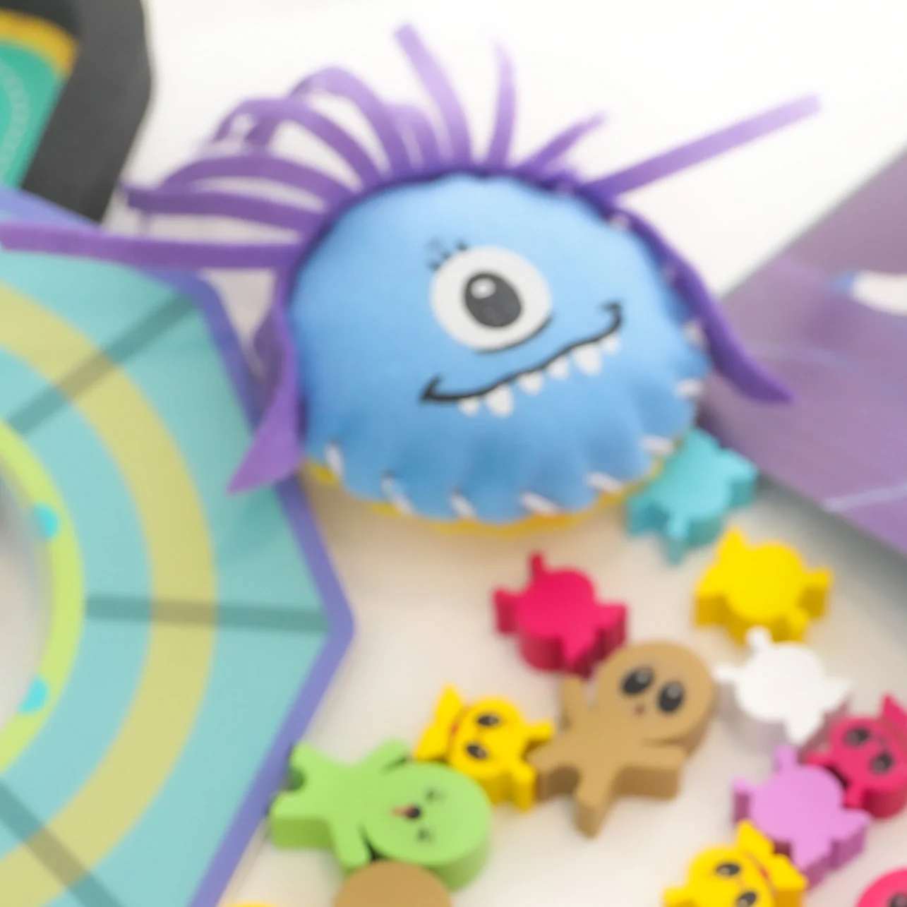 Close-up of Sensi and iCalm Galaxy game pieces